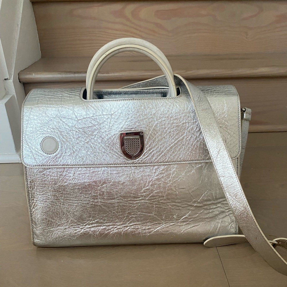 Price drop!!! Authentic Diorever metallic silver bag Large- STEAL!!! - Picture 1 of 7